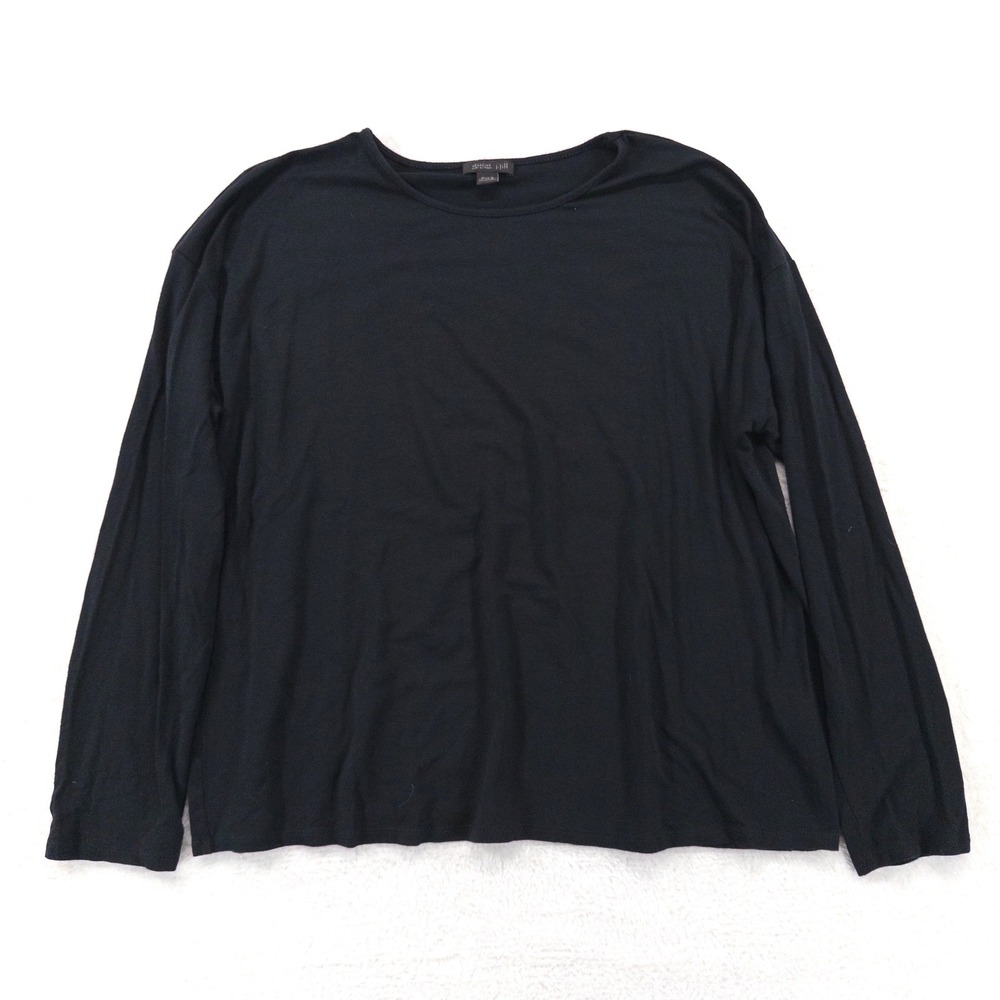 J. Jill Womens Top Large Black Wearever Collection Long Sleeve Crew Neck Knit